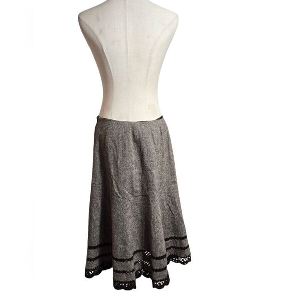 Talbots Brown Wool Blend and Crochet Skirt - Picture 3 of 7
